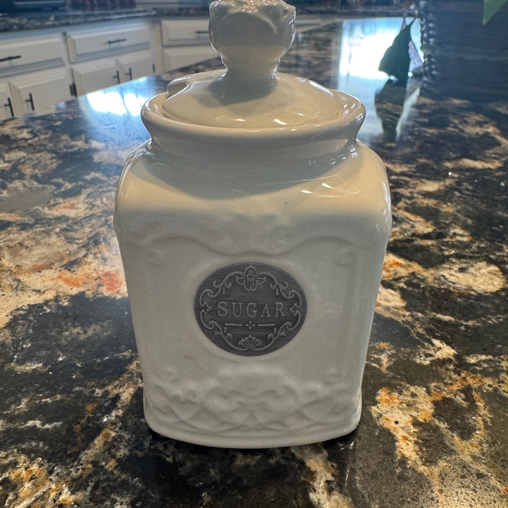 White Ceramic Sugar Canister